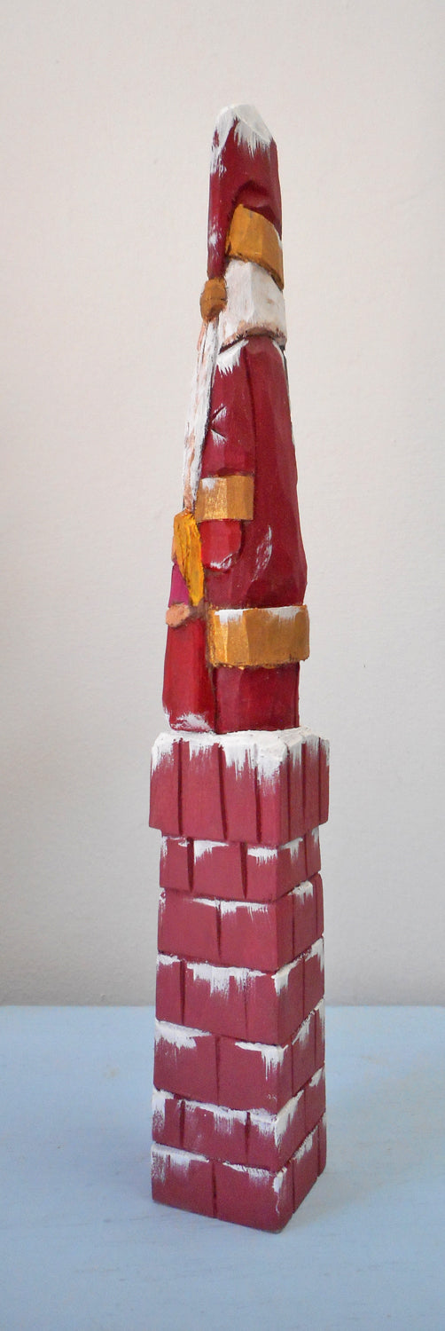 Carved Santa Claus with Christmas Tree
