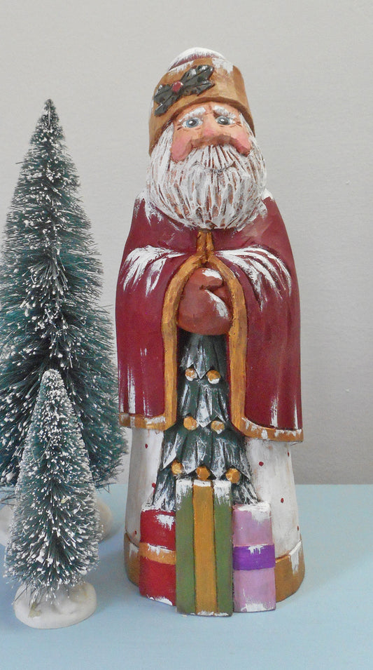 Hand Carved Santa Claus with packages