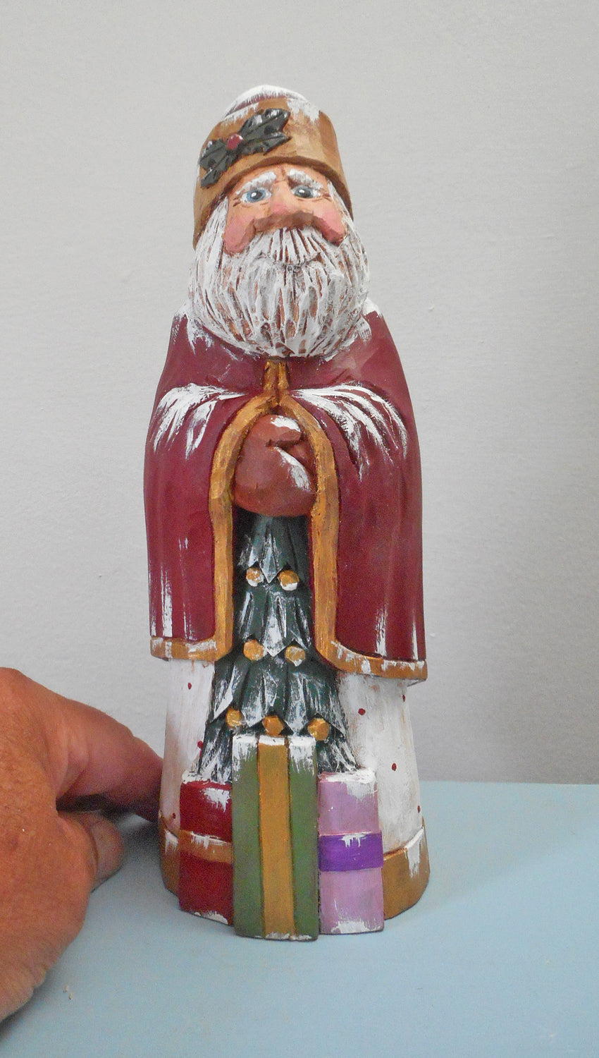 Hand Carved Santa Claus with packages