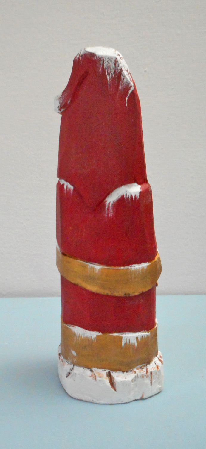 Santa Claus Wood Carving with Christmas Stocking