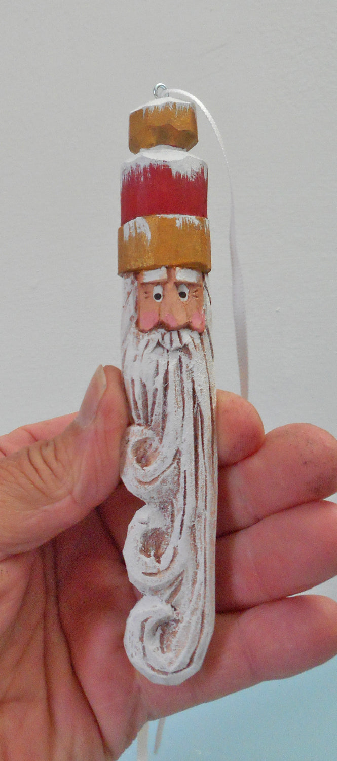 Hand carved Santa Christmas ornament