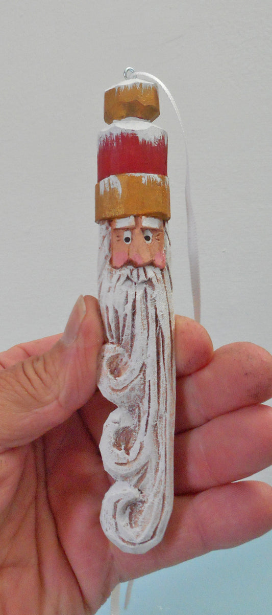 Hand carved Santa Christmas ornament