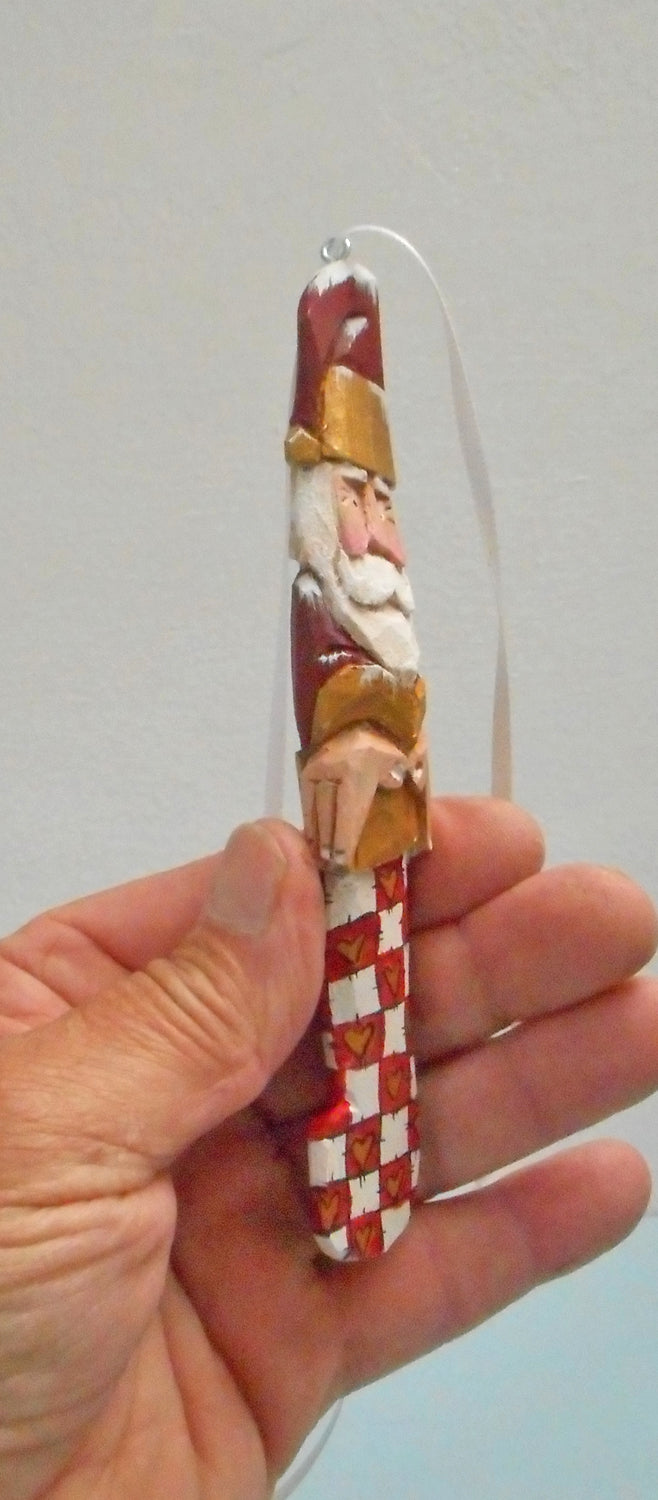 Hand Carved Santa Claus Ornament