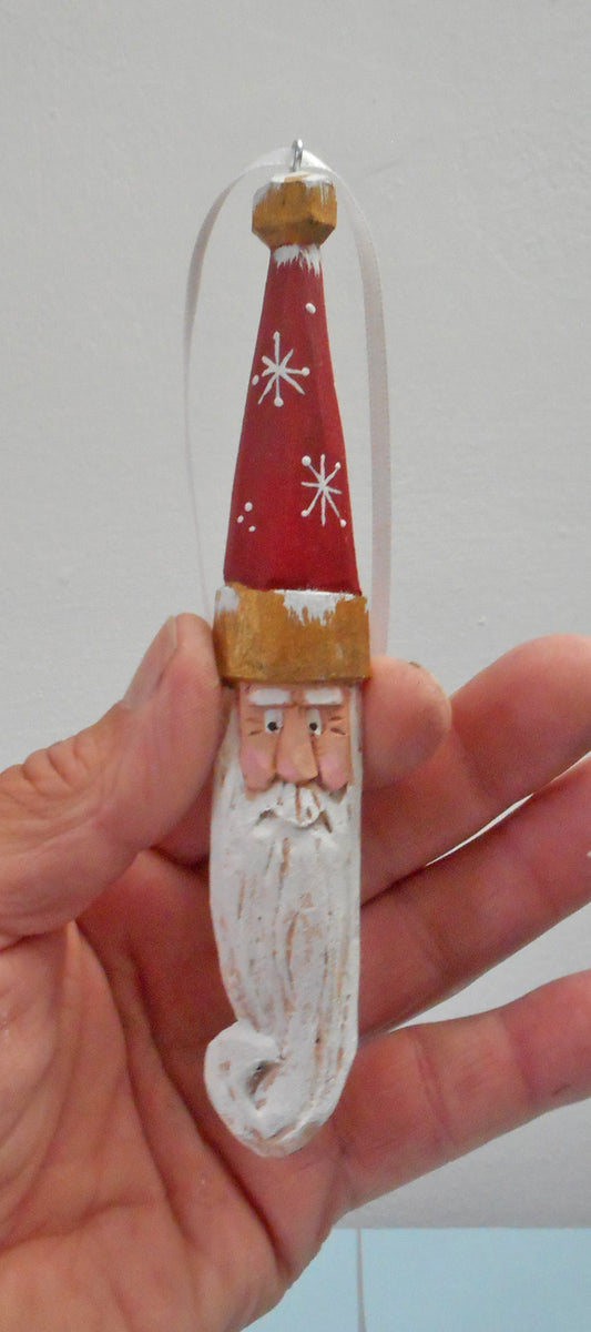 Hand Carved Santa Claus Ornament