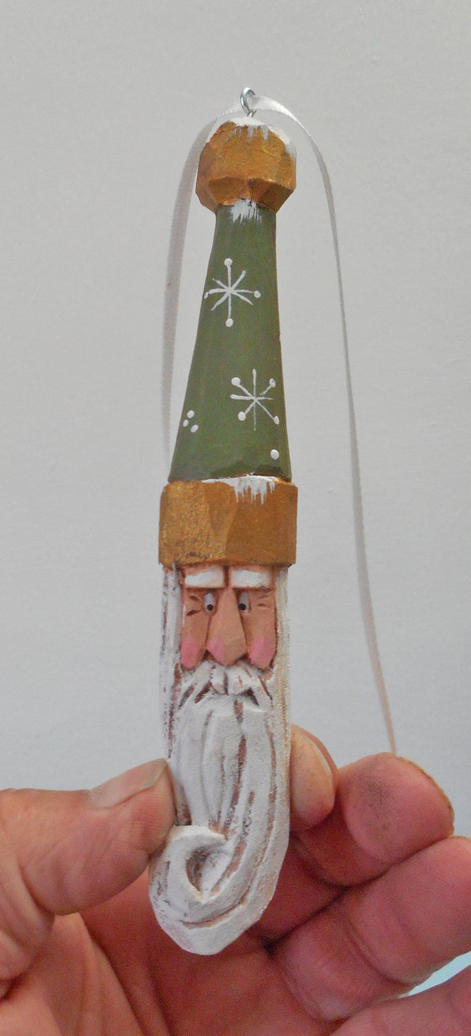 Hand Carved Santa Claus Ornament