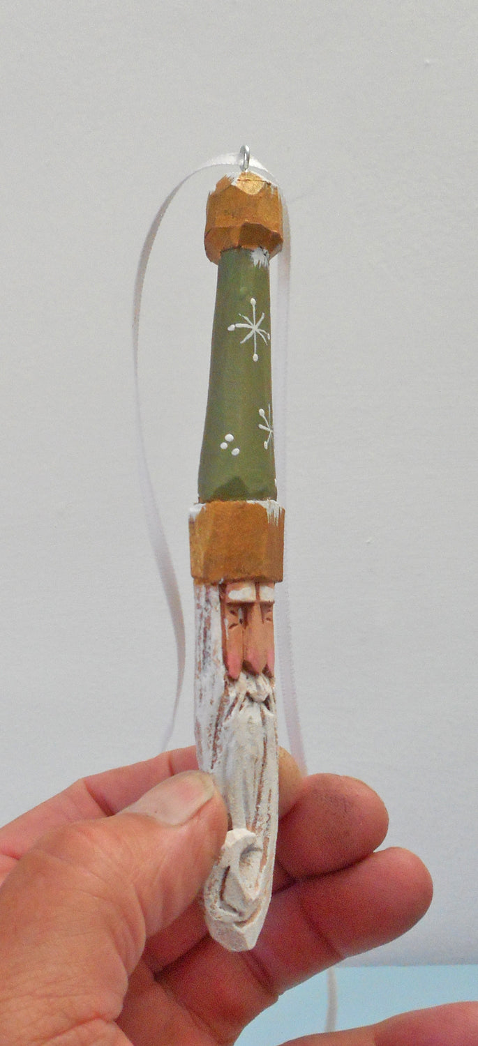 Hand Carved Santa Claus Ornament