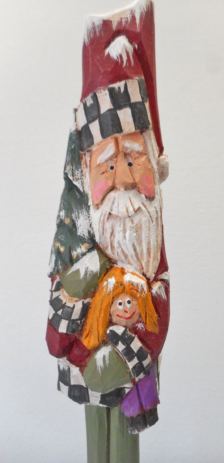 Whimsical Long Leg Pencil Santa Claus Figures