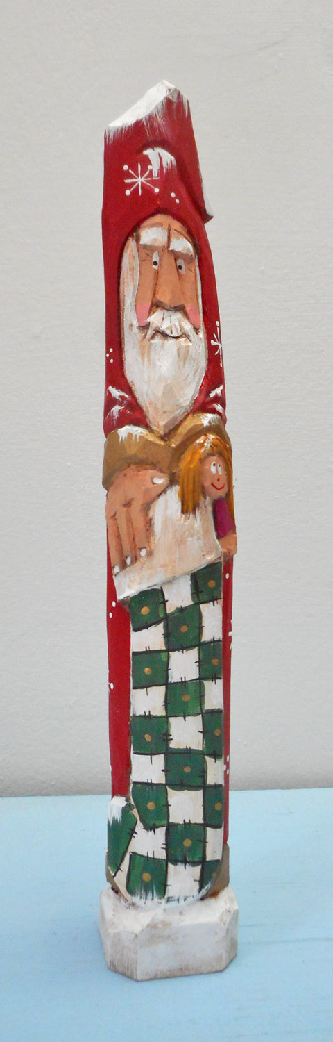 Wooden Pencil Santa Claus with Stocking