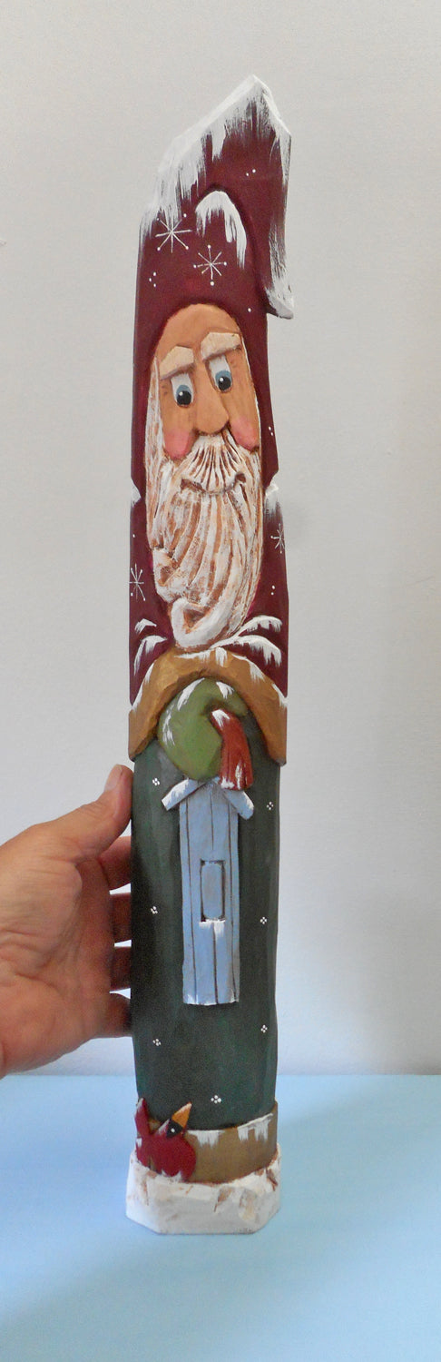 Old World Santa Claus Carving with birdhouse