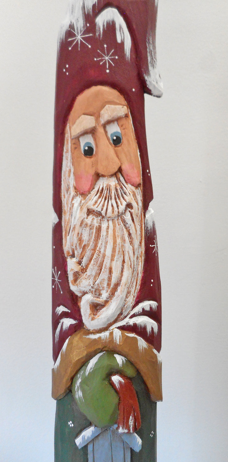 Old World Santa Claus Carving with birdhouse