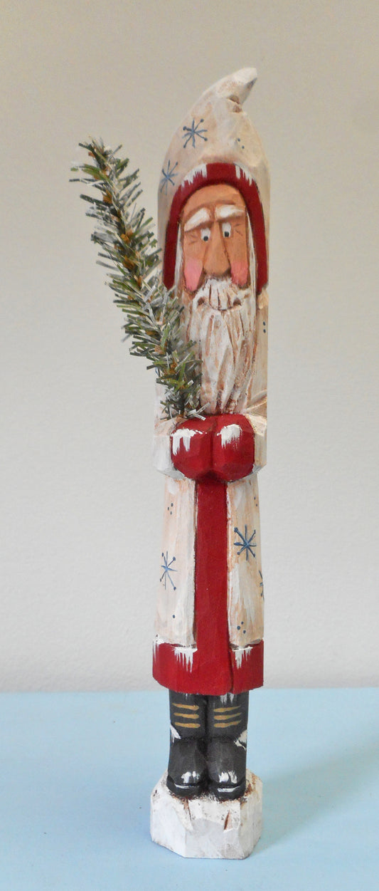 Hand Carved Belsnickle Santa Claus with Tree