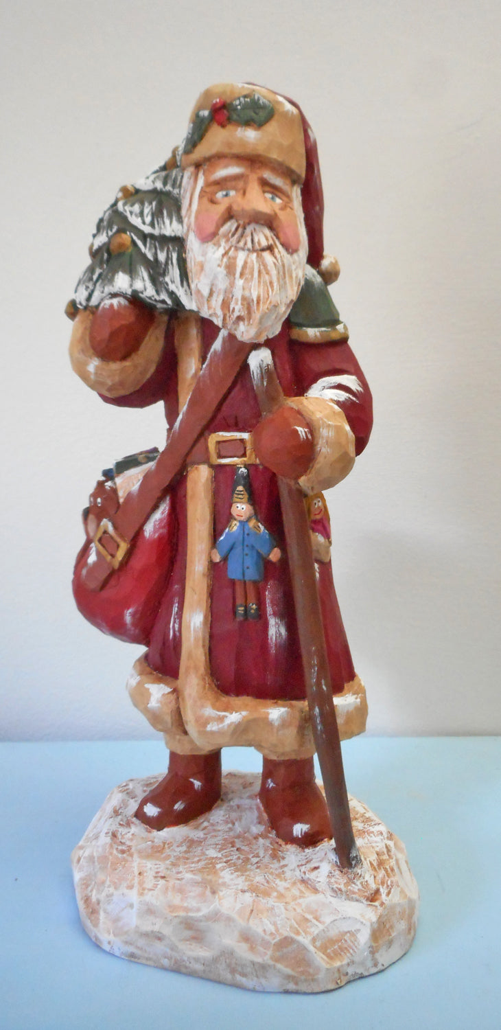 Christmas Traveler Santa Claus Sculpture