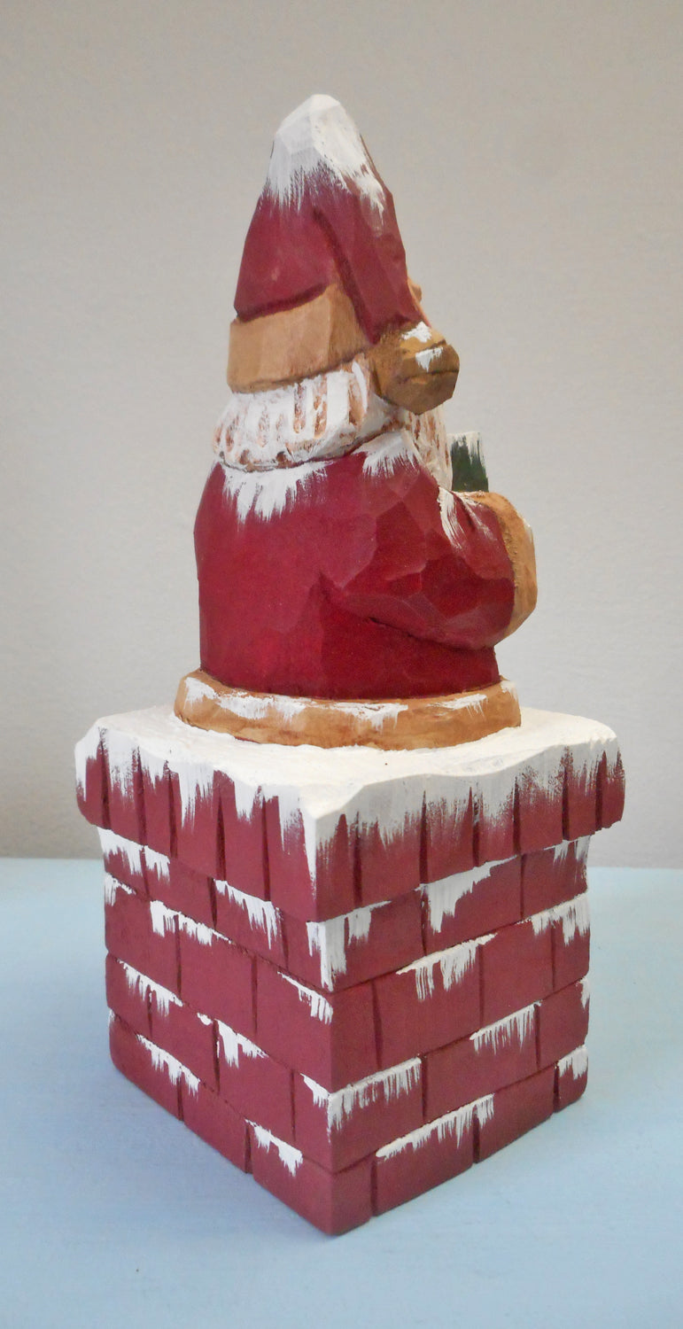 Chimney Santa Claus Wood Carving