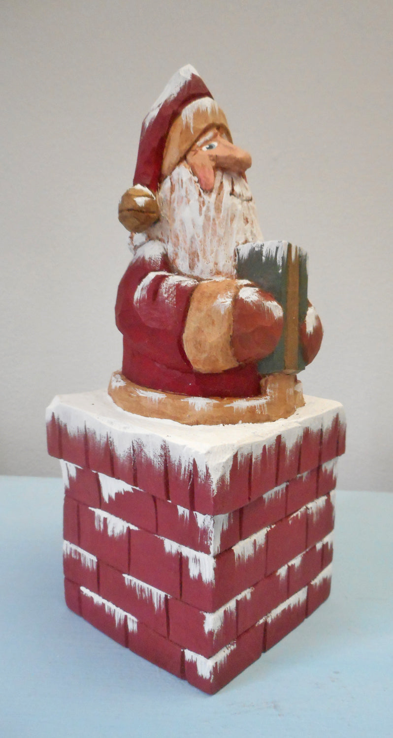 Chimney Santa Claus Wood Carving