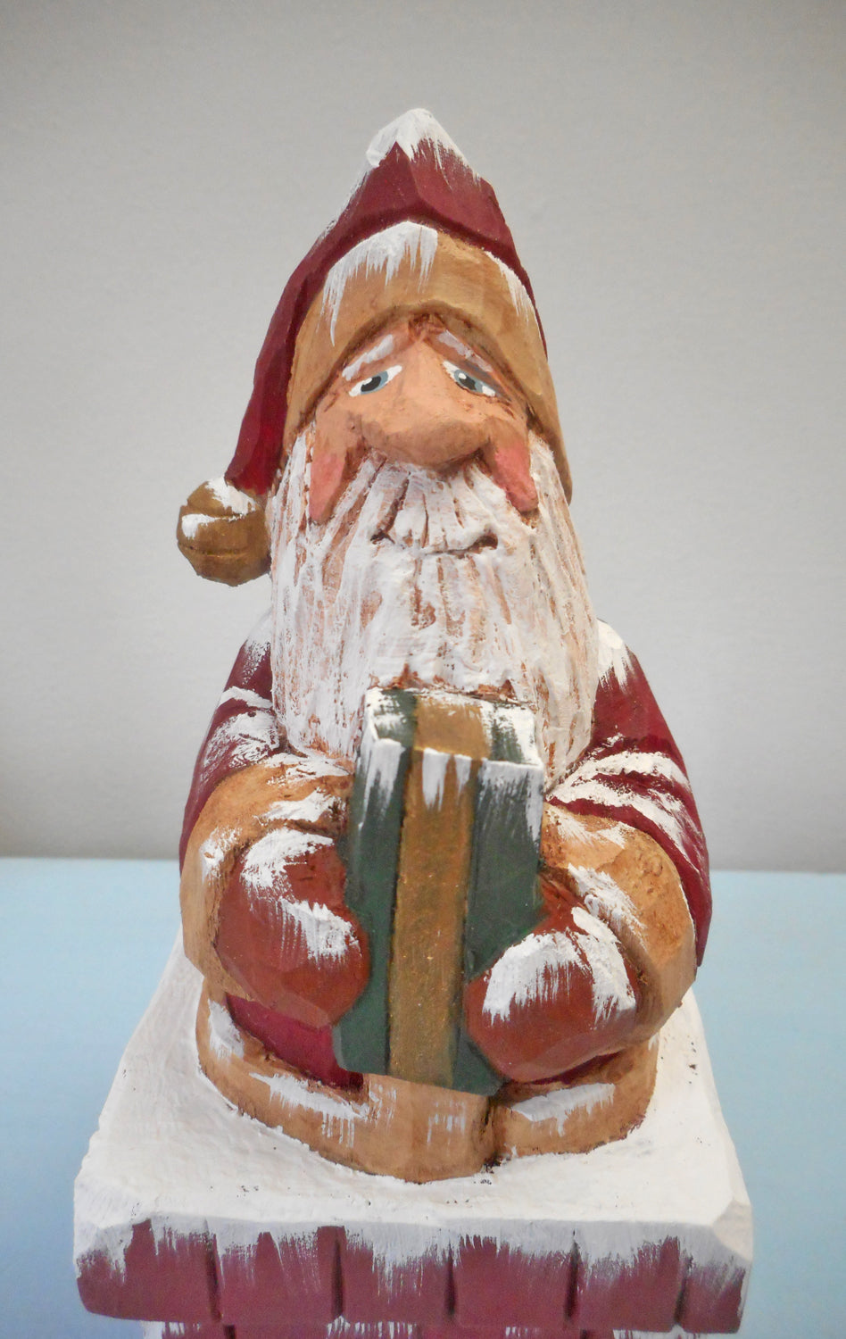 Chimney Santa Claus Wood Carving