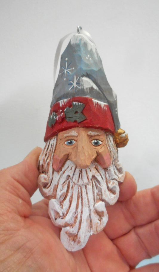 Blue Santa Claus Bust Christmas Ornament