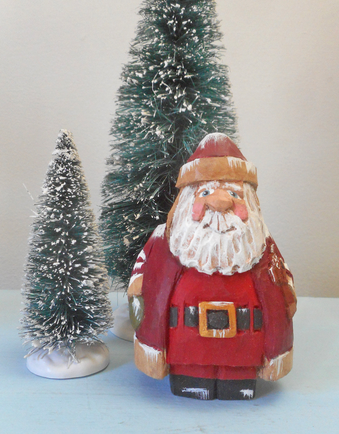 Santa Claus Woodcarving with bear