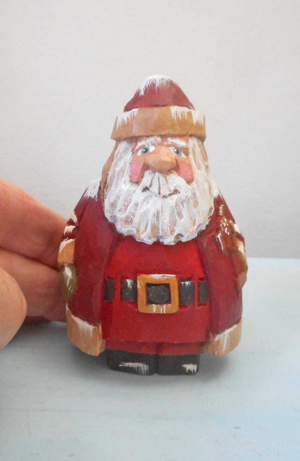 Santa Claus Woodcarving with bear