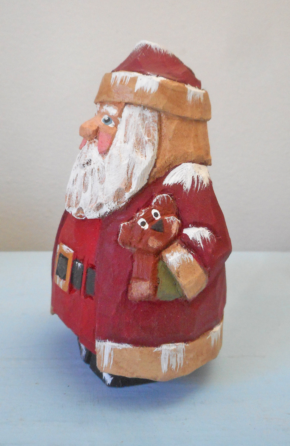 Santa Claus Woodcarving with bear