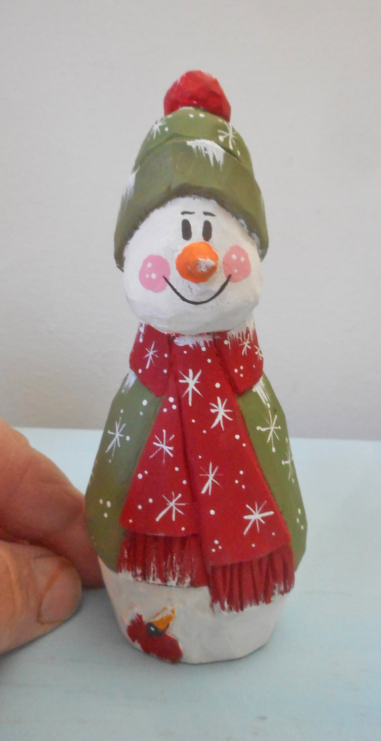 Snowman with Cardinal decoration