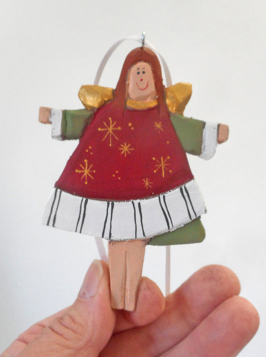 Folk Art Angel Christmas Tree  Ornament