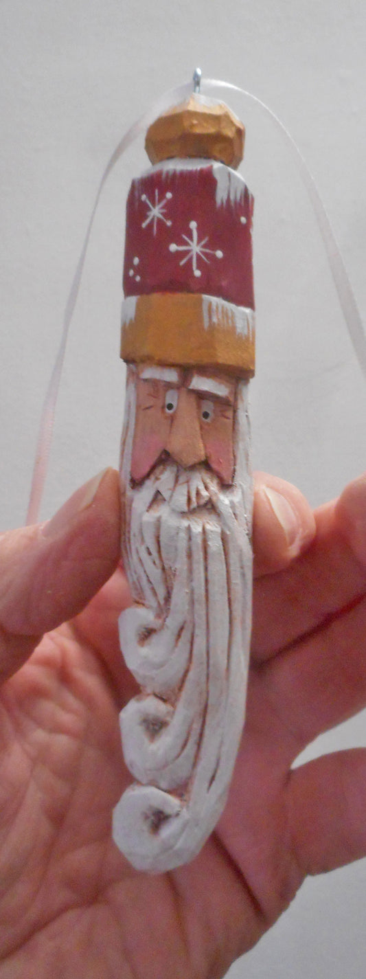 Hand carved Santa Christmas ornament