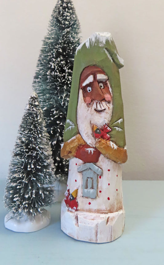 Black Old World Santa Claus with Cardinals