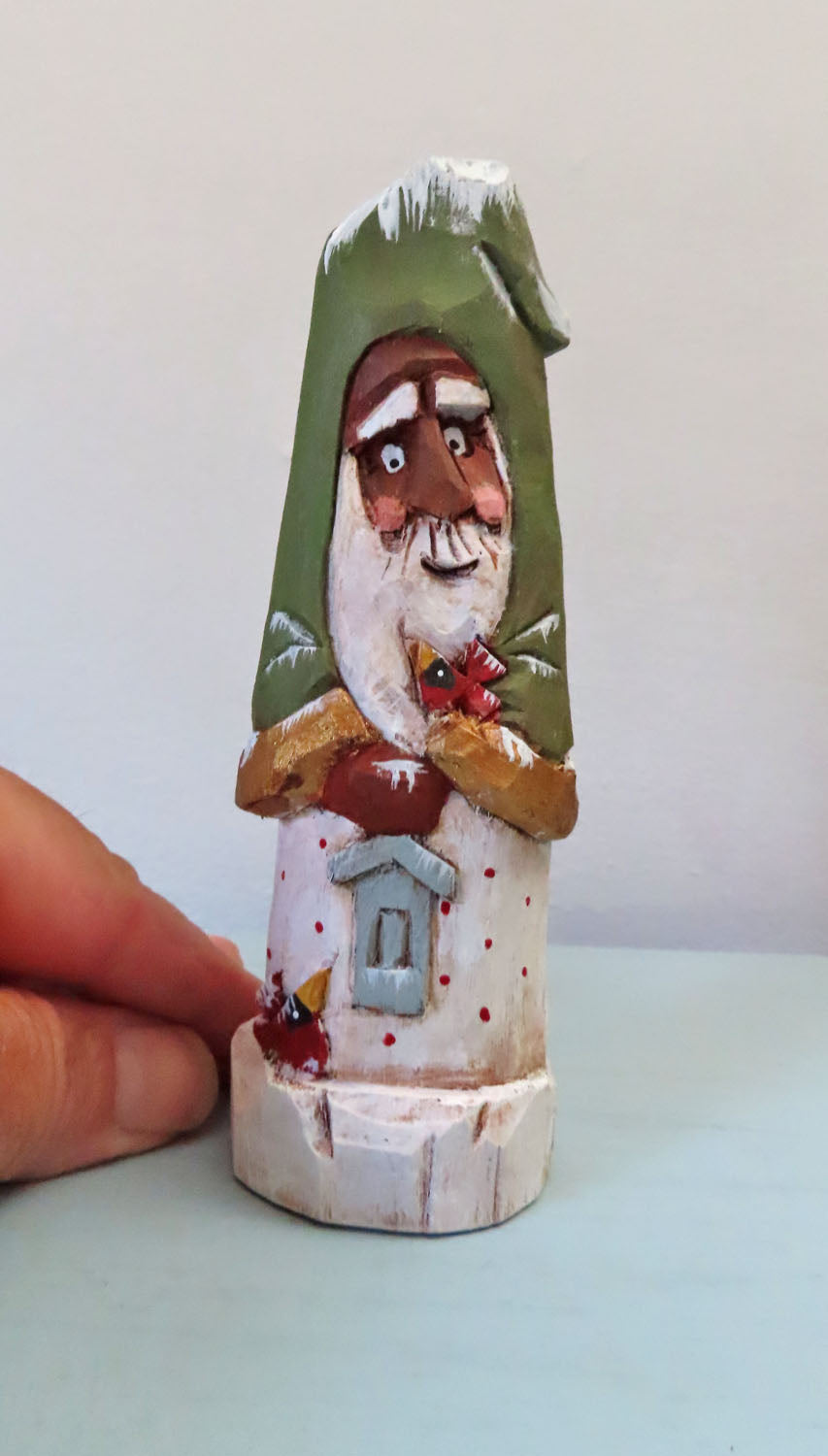 Black Old World Santa Claus with Cardinals