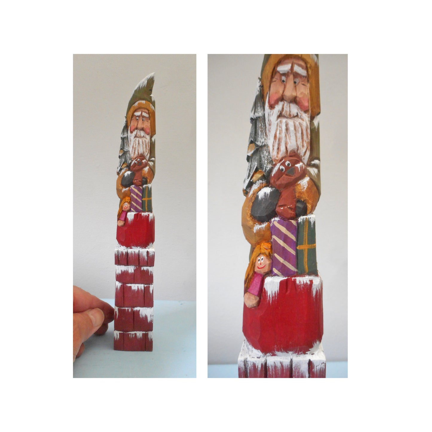 Carved Santa Claus with Christmas Tree