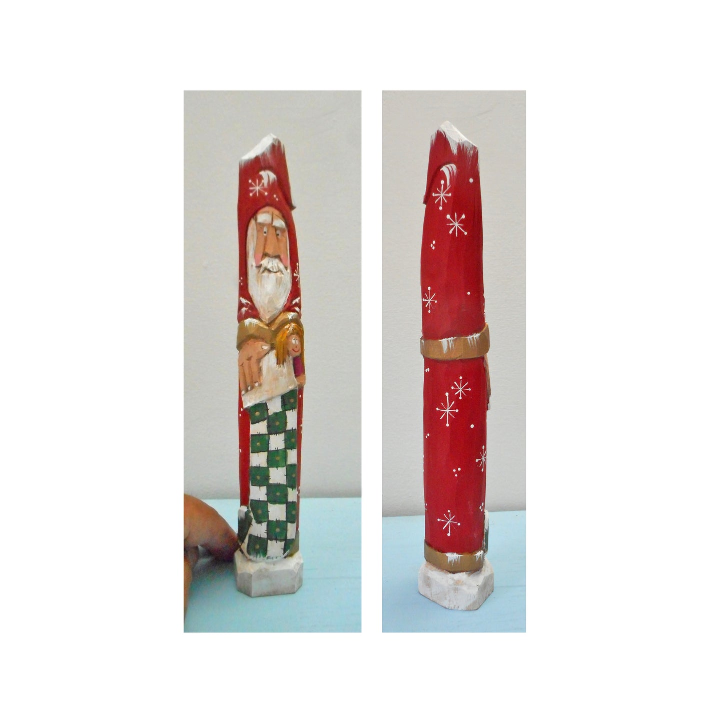 Wooden Pencil Santa Claus with Stocking