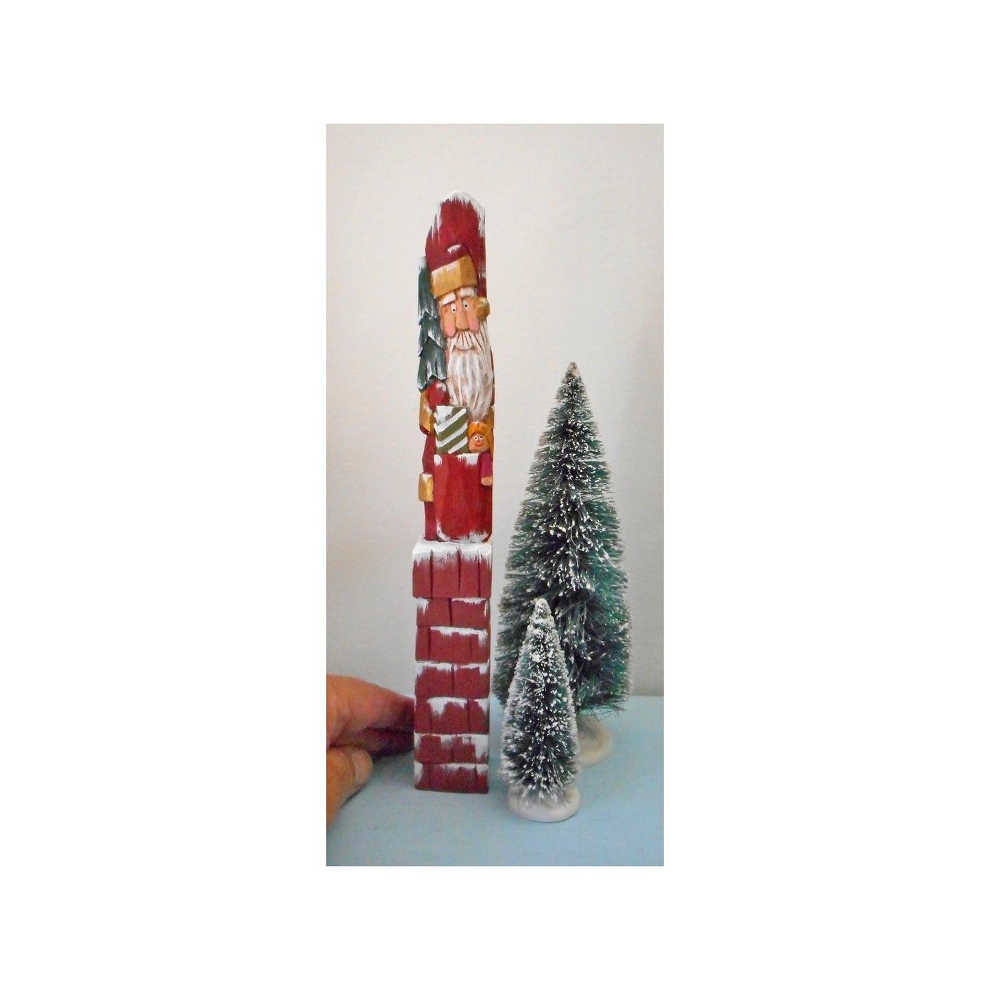 Carved Santa Claus with Christmas Tree