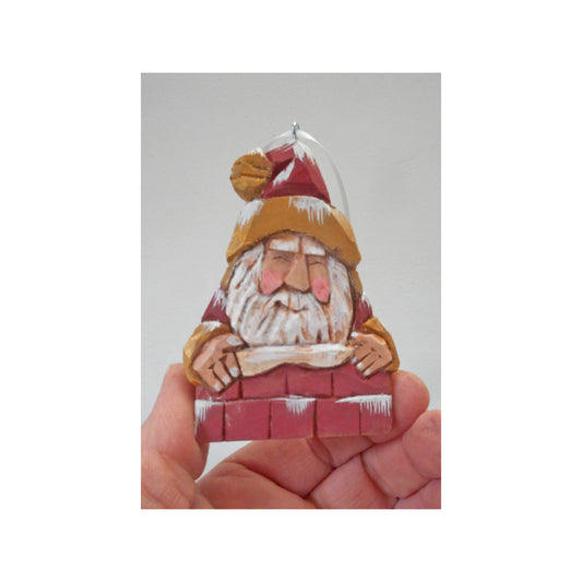 Wooden Folk Art Santa Christmas Ornament