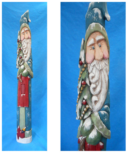 Old World Santa Claus Carving with birdhouse