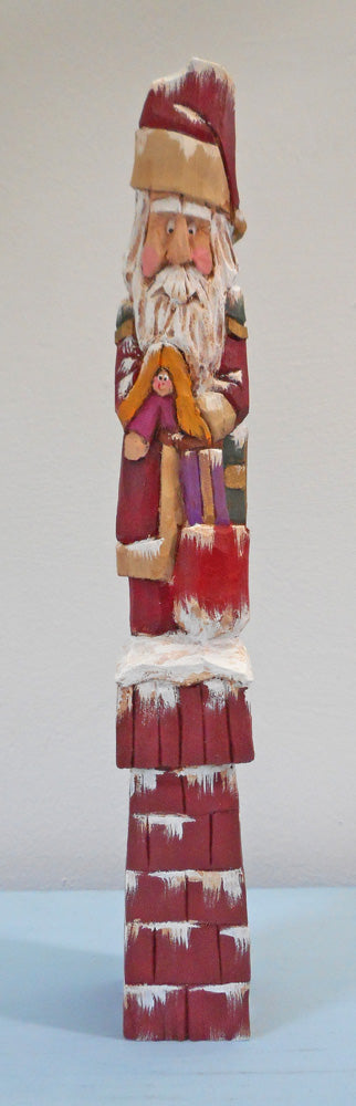 Pencil Santa Claus Woodcarving with Doll