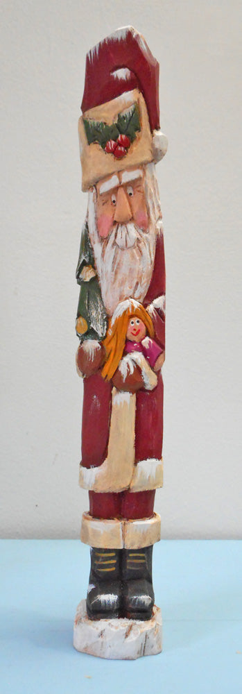 Santa Claus Woodcarving with Tree