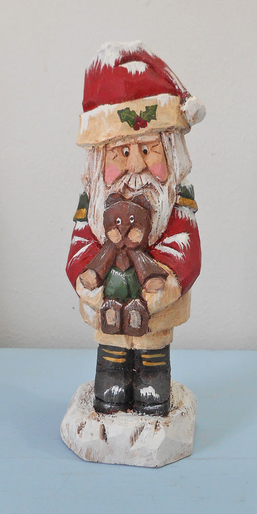 Santa Claus Woodcarving with bear