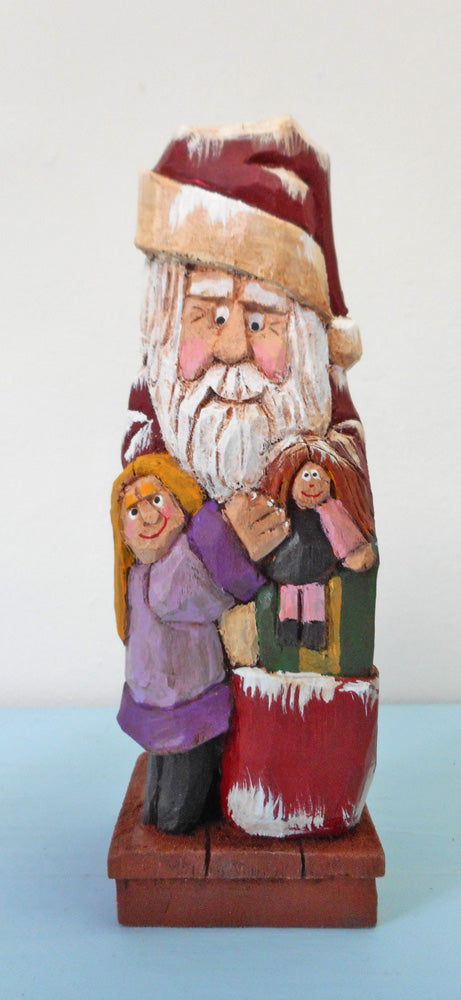 Wood Santa Claus with Child