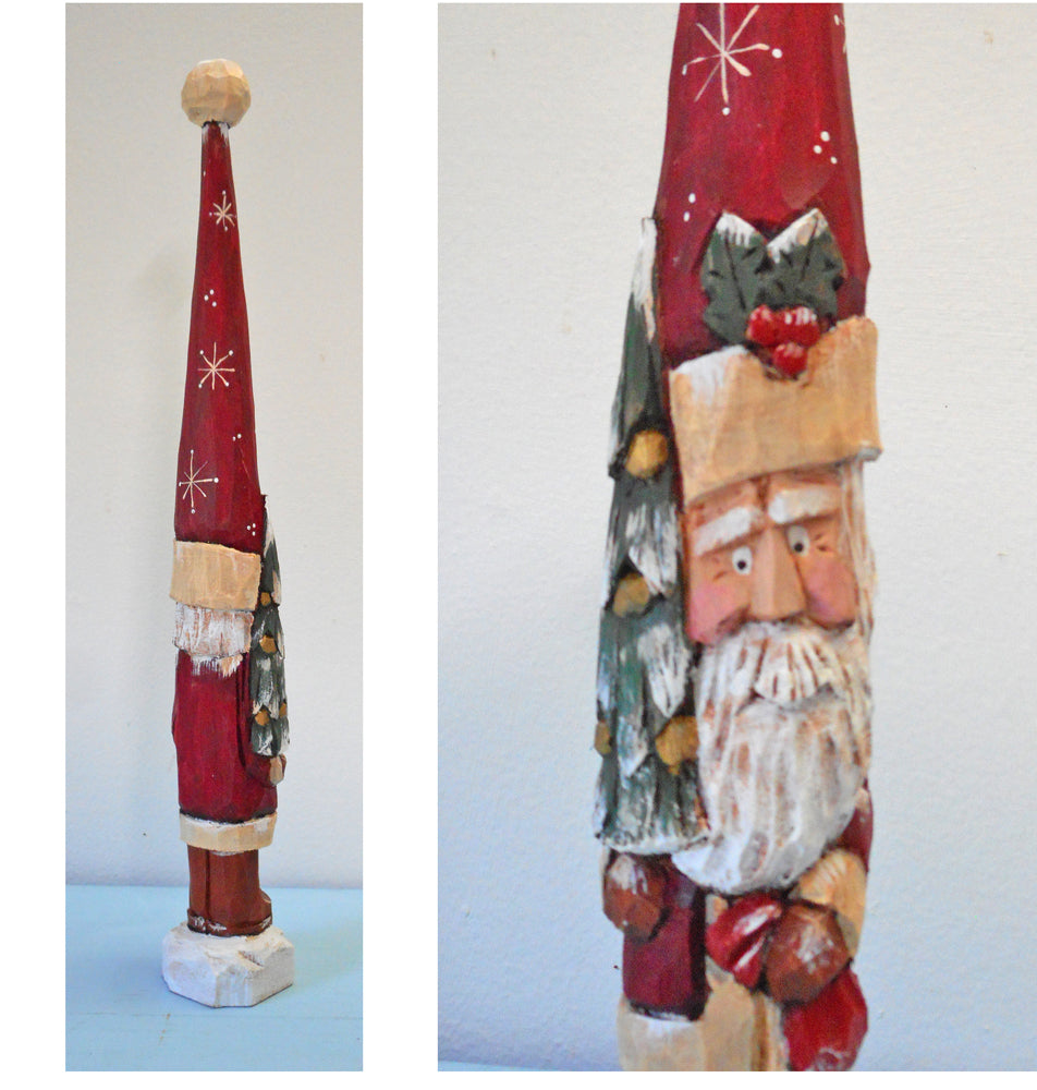 Tall Hat Pencil Santa Claus with Christmas Tree